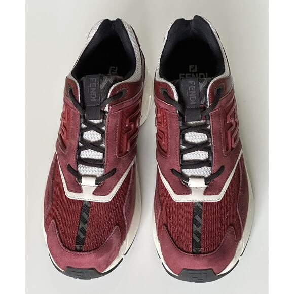 NIB $1100 Fendi FF Logo Fabric/Leather Burgundy Sneakers 12 US (45 Eu) 7E1555 main image 7
